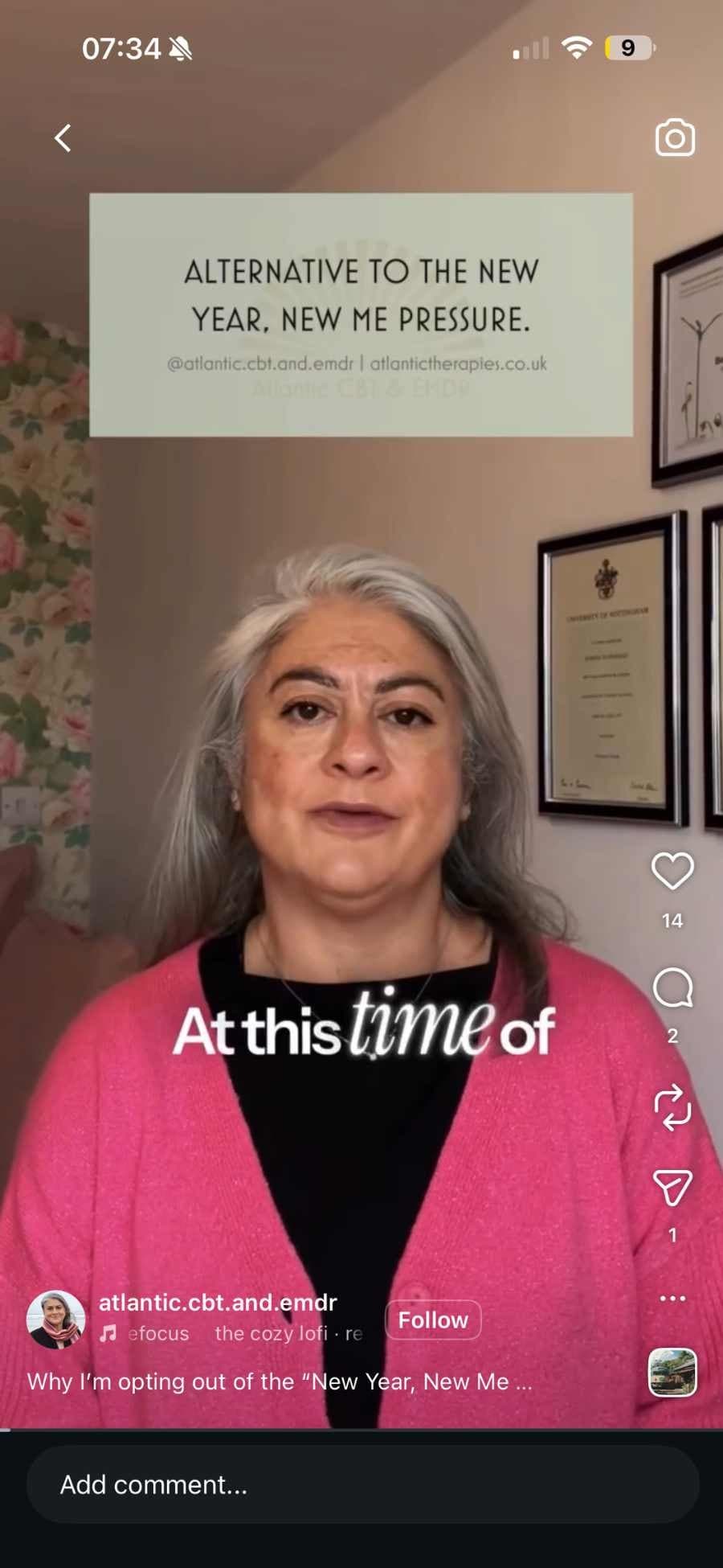 Atlantic CBT & EMDR TikTok content — social media management by Psyche Creative