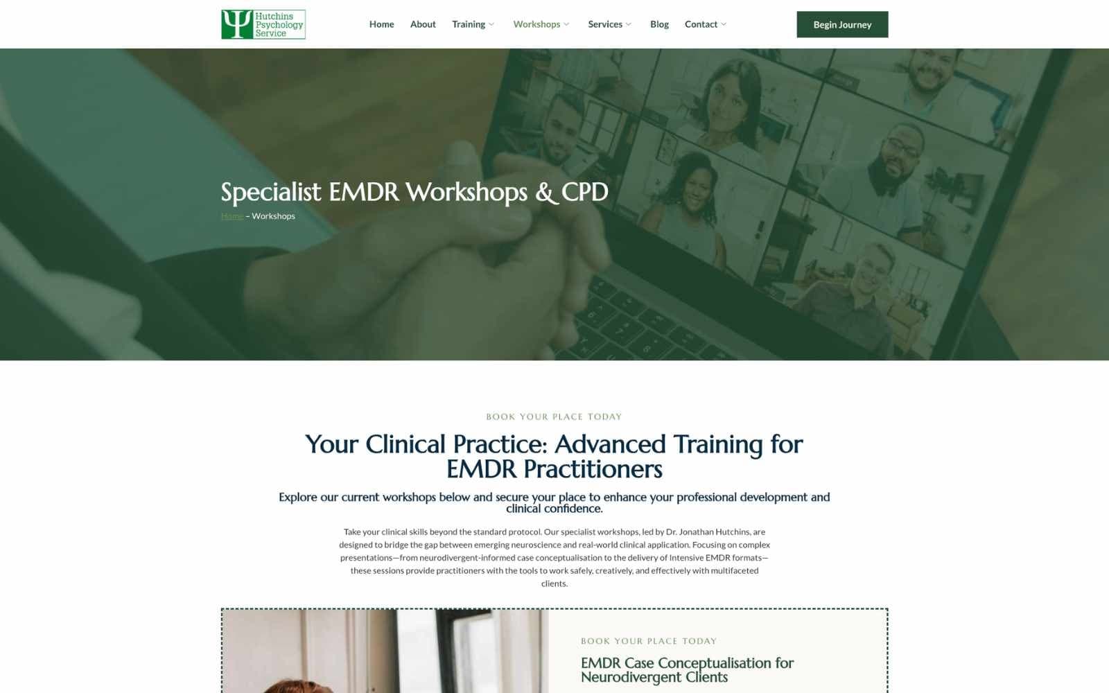 Hutchins Psychology Service — Specialist EMDR Workshops & CPD landing page